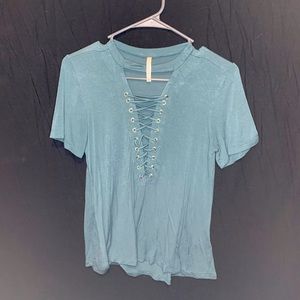 Blue Lace up Shirt